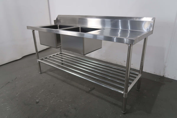 Stainless Steel Double Sink Bench (2)