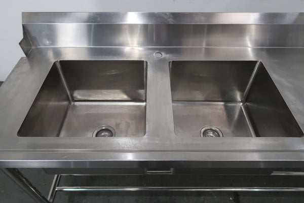 Stainless Steel Double Sink Bench (5)