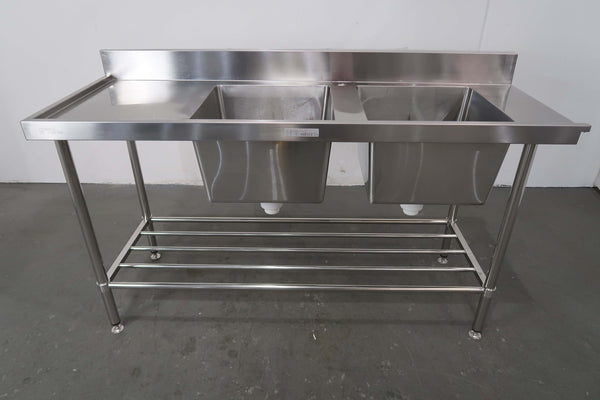 Stainless Steel Double Sink Bench (3)