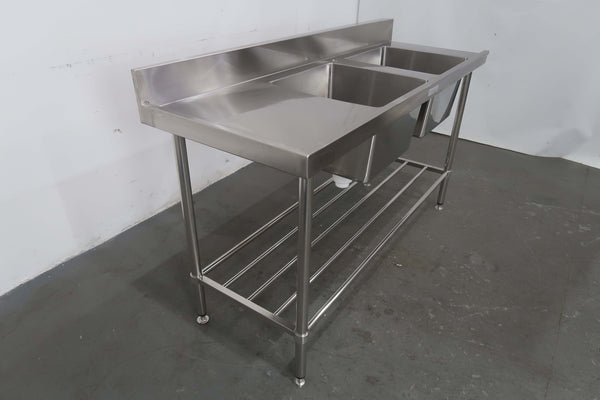 Stainless Steel Double Sink Bench (4)