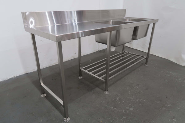 Stainless Steel Double Sink Bench (4)