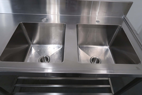Stainless Steel Double Sink Bench (5)