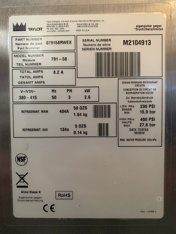 Taylor 791-58 Soft-Serve Machine