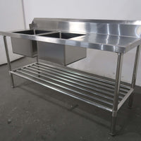 Stainless Steel Double Sink Bench (2)