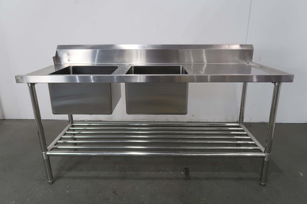 Stainless Steel Double Sink Bench (3)