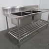 Stainless Steel Double Sink Bench (4)