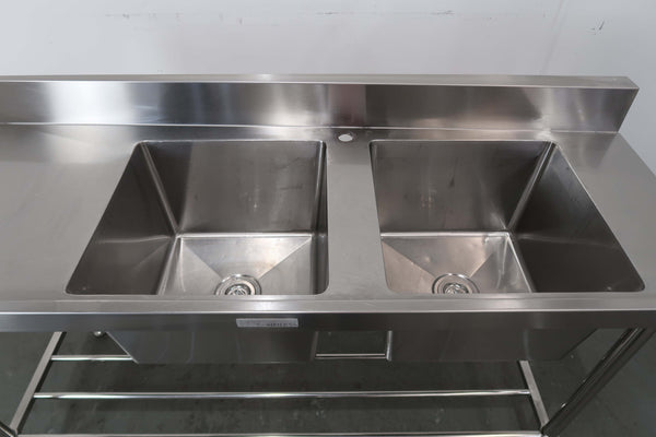 Stainless Steel Double Sink Bench (5)