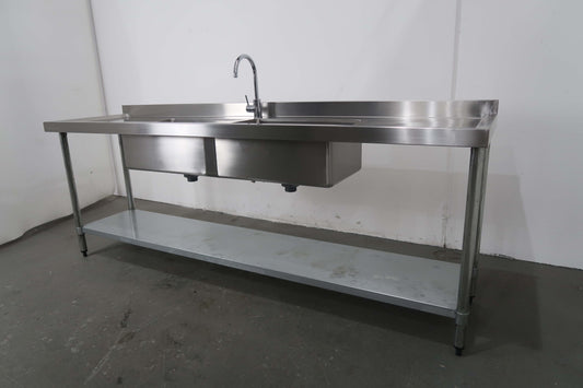 Vogue Double Sink Bench With Splashback (2)