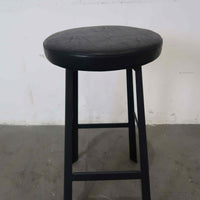 Saltash Bar Stool Round BLACK PU SEAT Ba (2)