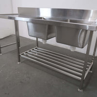 Stainless Steel Double Sink Bench (2)