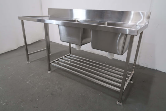 Stainless Steel Double Sink Bench (2)