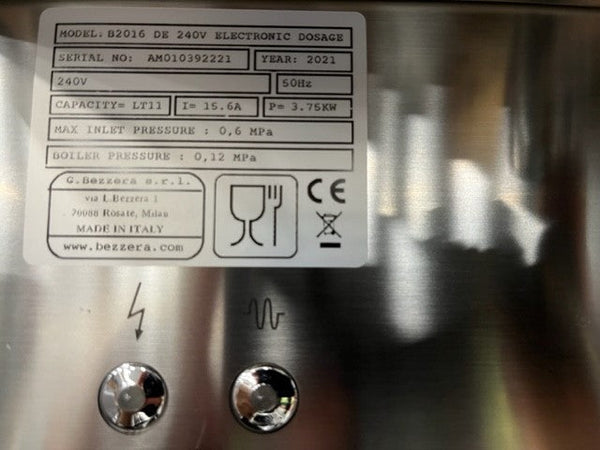 Bezzera B2016 DE - 2 Group Coffee Machine